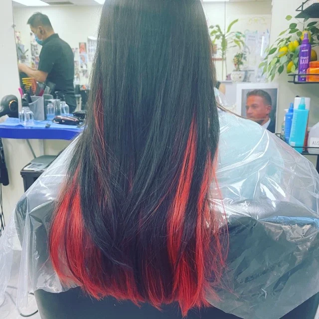 Red peekaboo panels